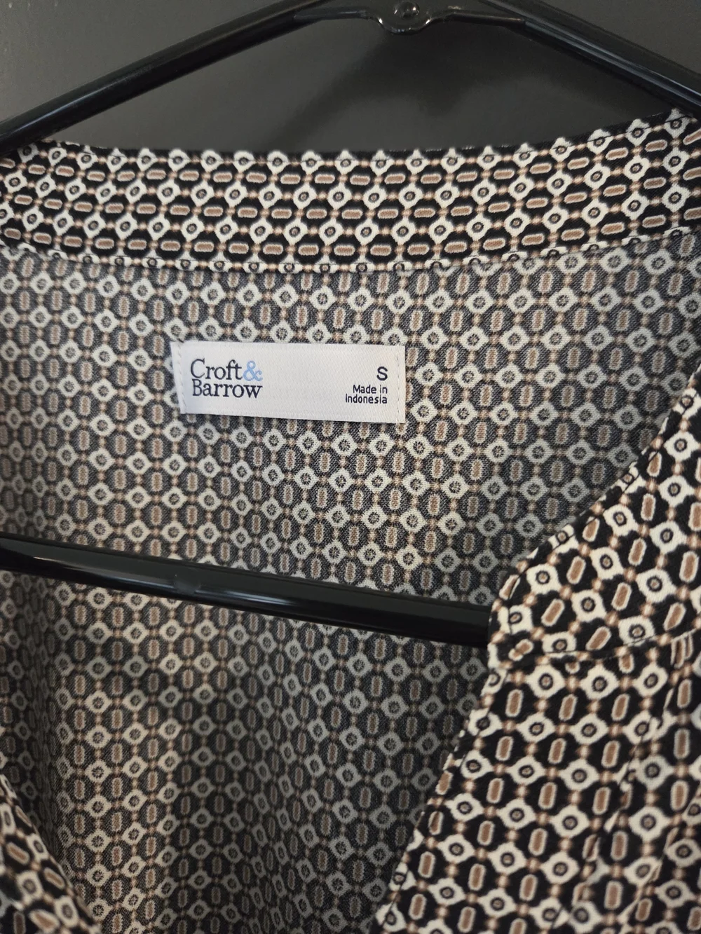 croft & barrow Black and Cream Printed Maxi Shirt Dress - Picture 2 of 4